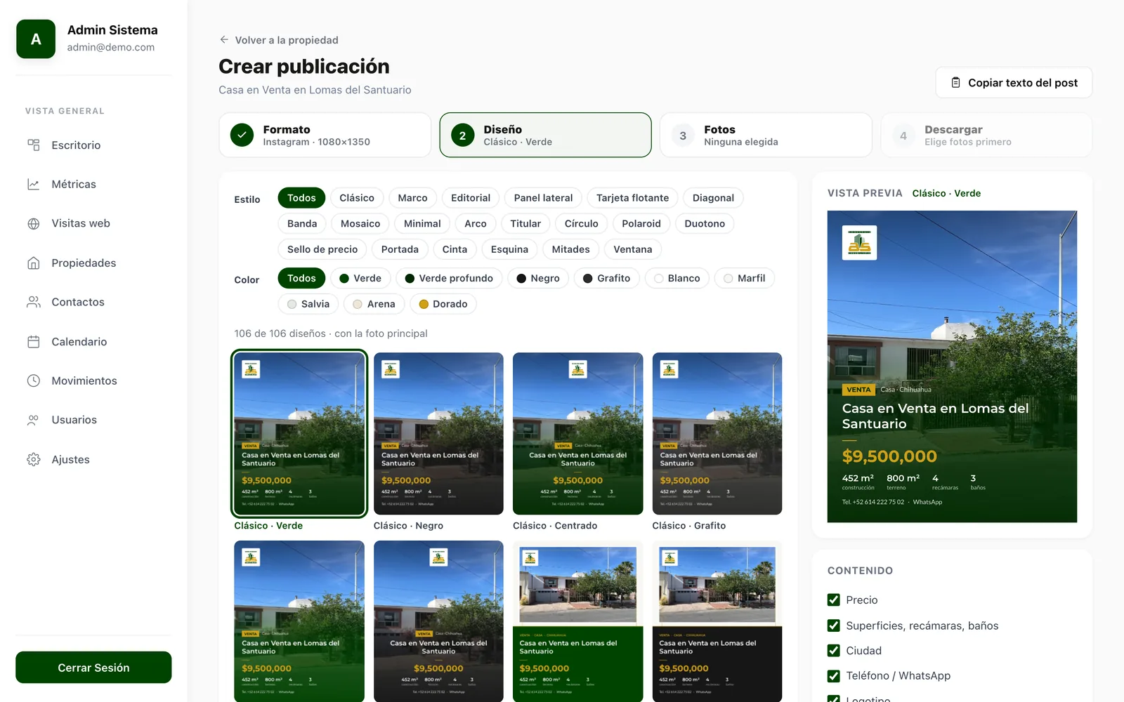 Social media post builder with over 100 designs